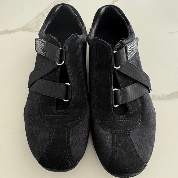 Coach Juli Monogram Canvas/Leather Sneakers (Black) - Picture 1 of 6